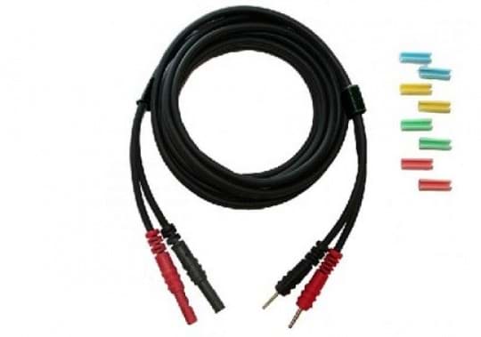 Patientenkabel schwarz, 2mm Stecker mit Farbclips